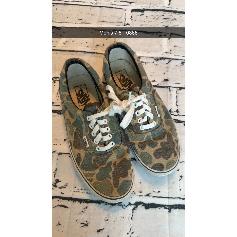 Vans Era Camo Sneakers Mens 7.5 Duck Camouflage Low Top Skate Shoes Green Brown